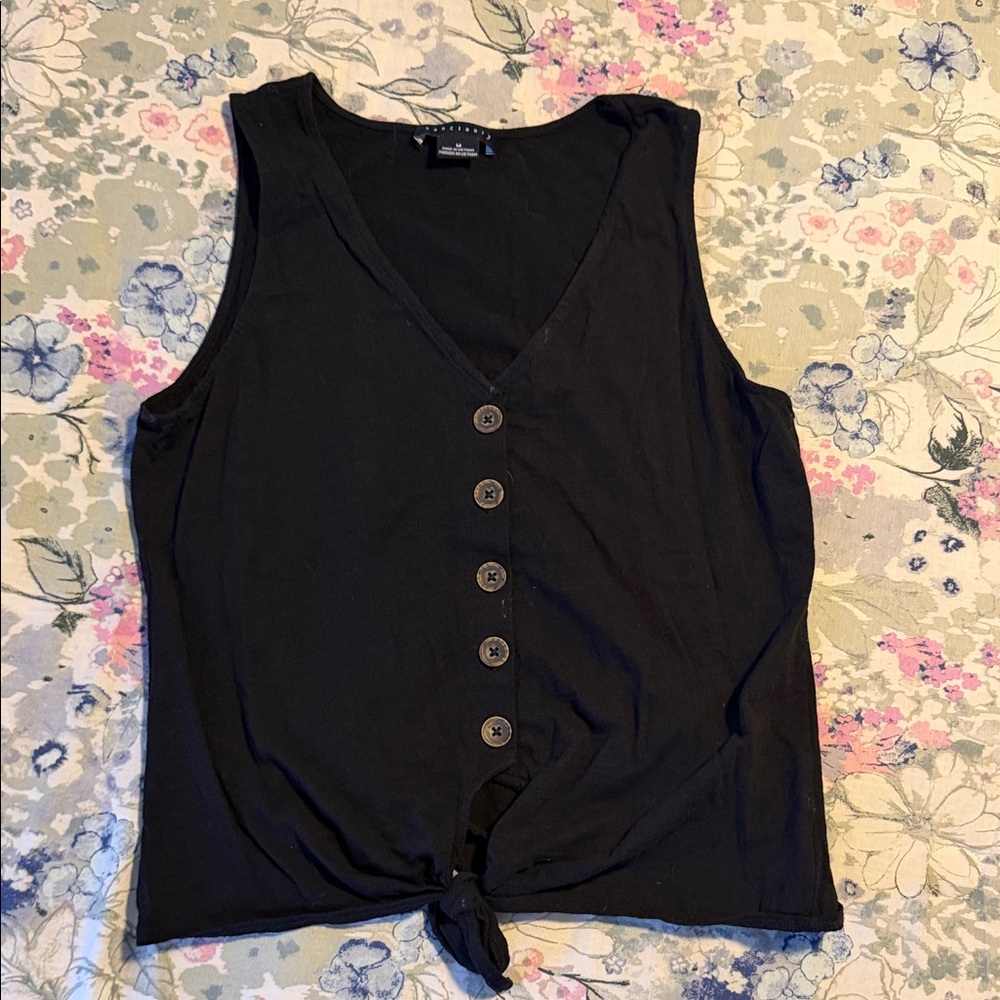 Sanctuary Black Button-Front Tank Top